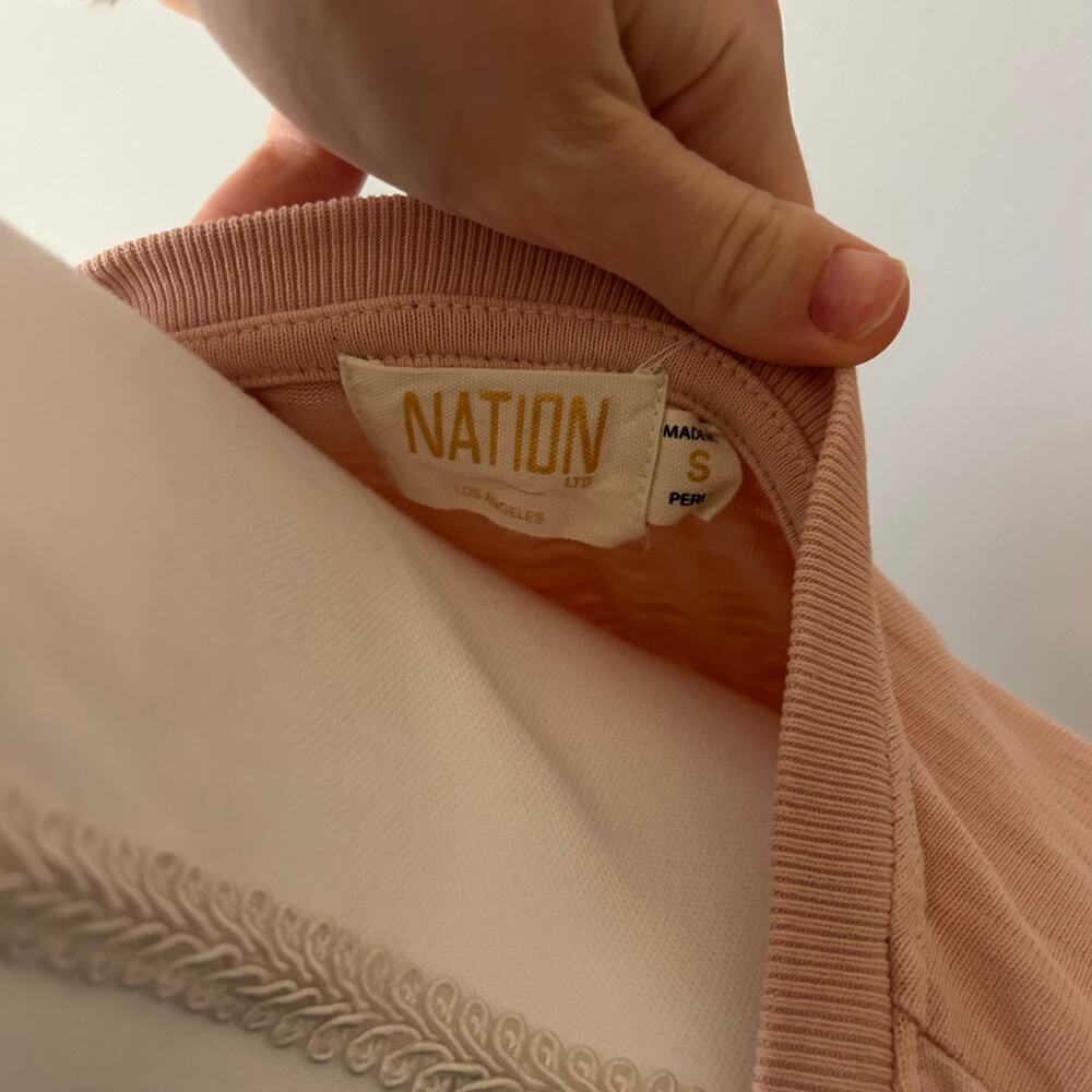 Nation LTD Baby Pink Sundress Mini Dress Spring Ruffle Pastel Cotton Size Small - Picture 6 of 7